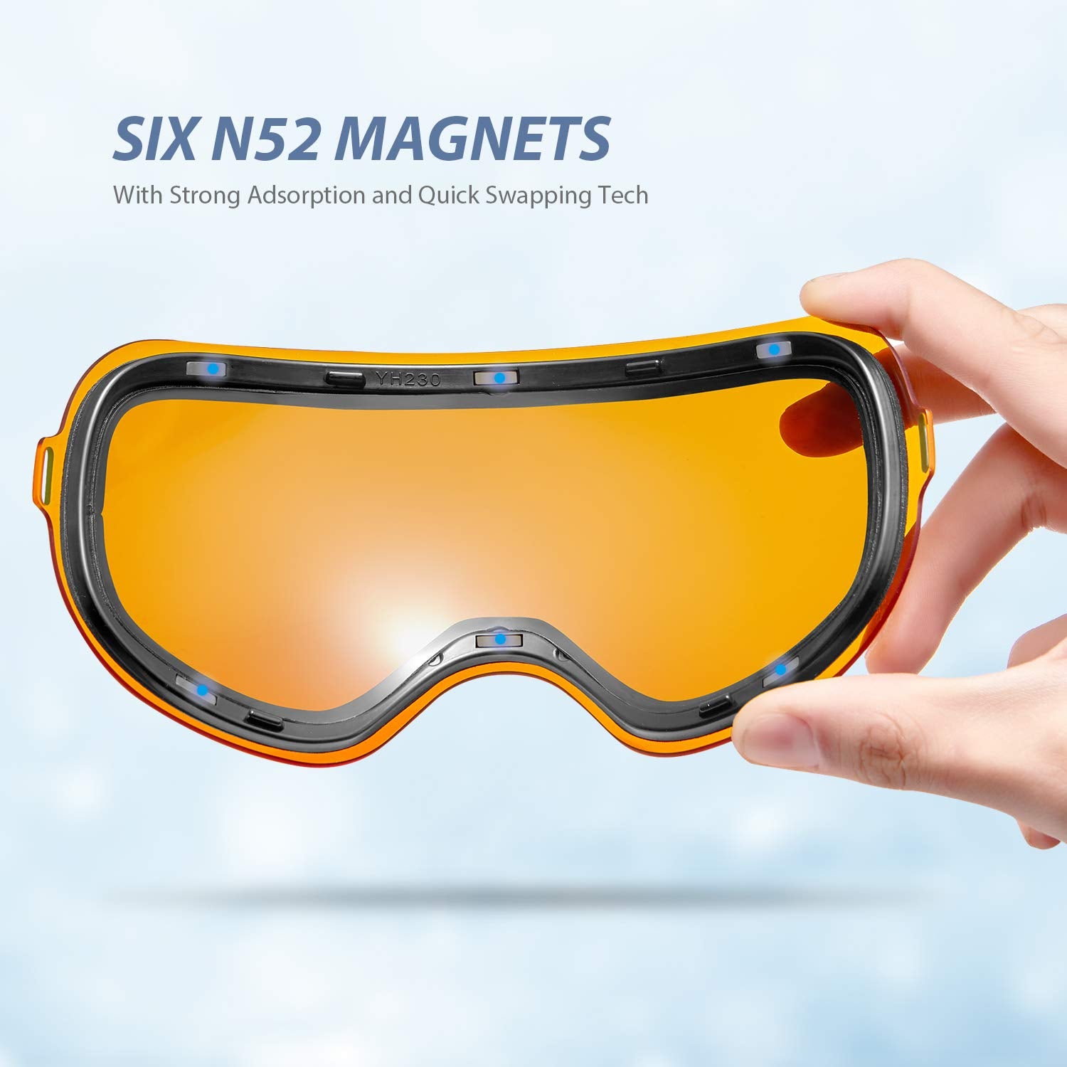 Vanrora X-Mag Ski Goggles Replacement Lens, Vlt 59.4% Orange Lens