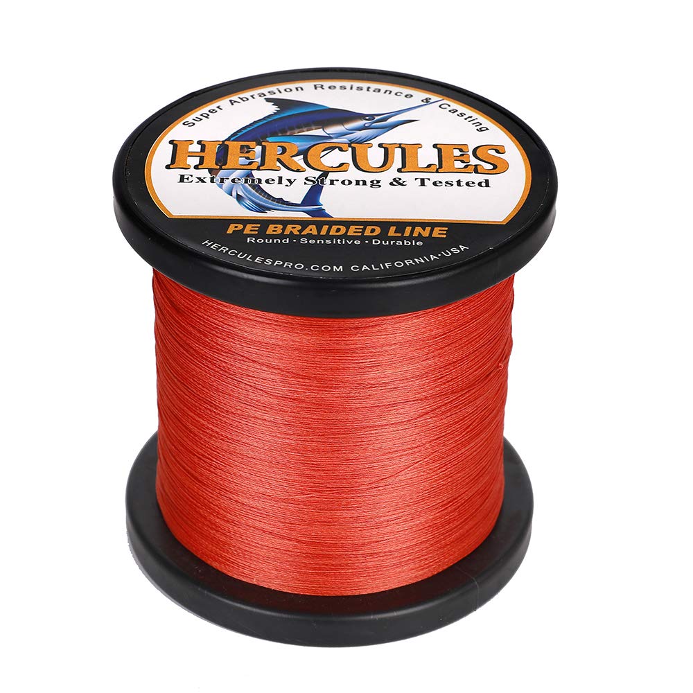 Hercules Braided Fishing Line 2000M 2187Yds 6Lbs-100Lbs Pe Superline 4 Strands (Red 70Lb/31.8Kg 0.44Mm)