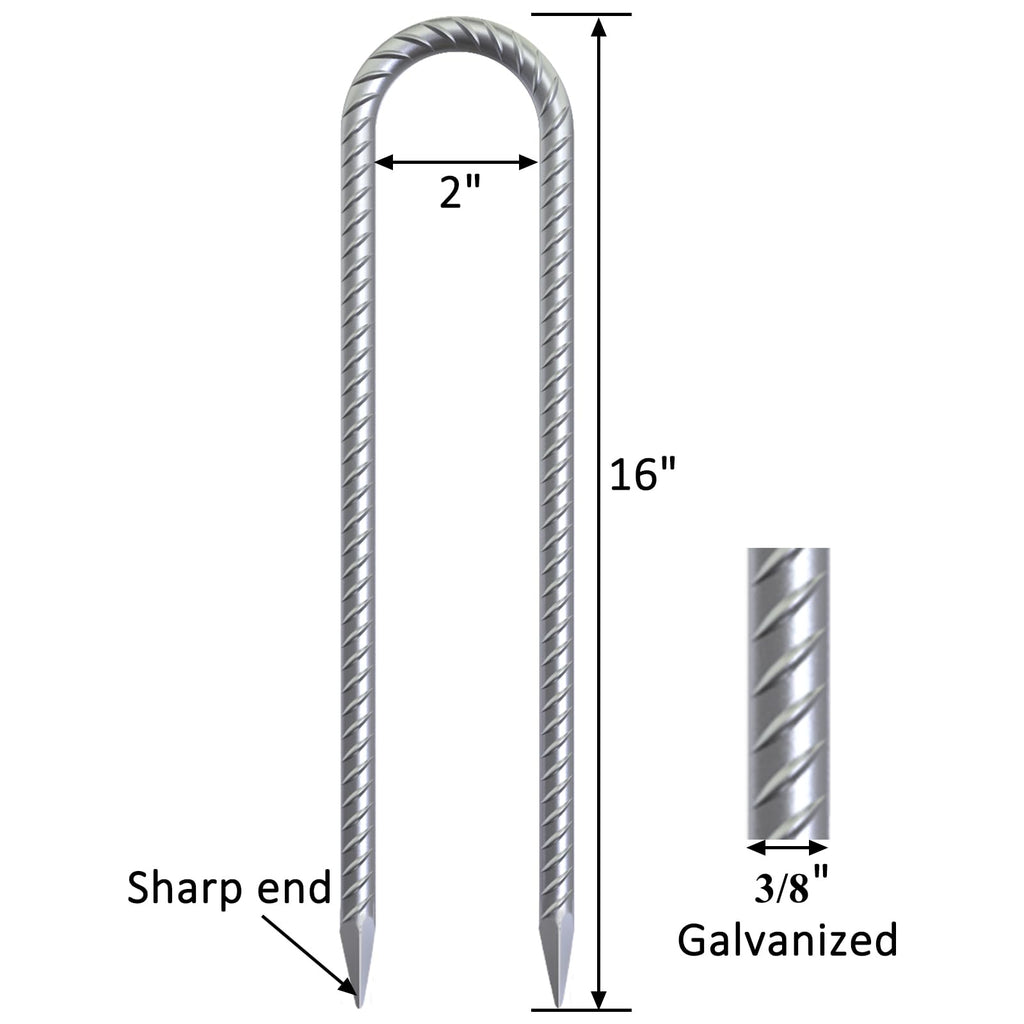 Ok5Star 16 Inch Trampoline Wind Stakes 4 Pack U Shaped Rebar Ground Stakes Galvanized Trampoline Stakes Heavy Duty Ground Anchor