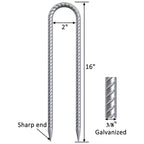 Ok5Star 16 Inch Trampoline Wind Stakes 4 Pack U Shaped Rebar Ground Stakes Galvanized Trampoline Stakes Heavy Duty Ground Anchor