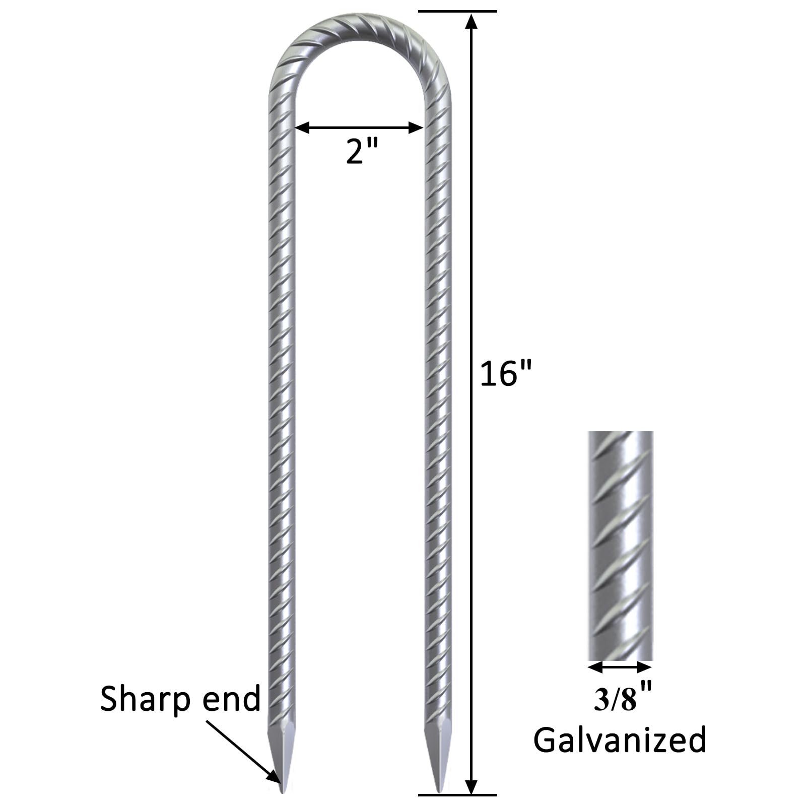 Ok5Star 16 Inch Trampoline Wind Stakes 4 Pack U Shaped Rebar Ground Stakes Galvanized Trampoline Stakes Heavy Duty Ground Anchor