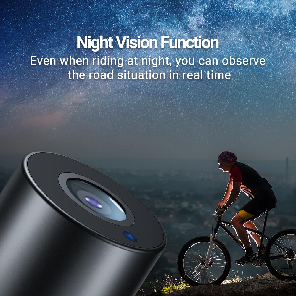 Feisike Handlebar Bike Mirror, Bicycle Rear View Camera With 4.3'' Hd Night Vision Function, 145    Wide Angle View, Adjustable