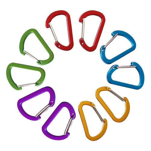 Abcool 10Pcs Keychain Clips Mini Carabiner - 1 5/8Inch Small Aluminum Durable Quick Release Auto Locking D-Shape Spring Loaded W