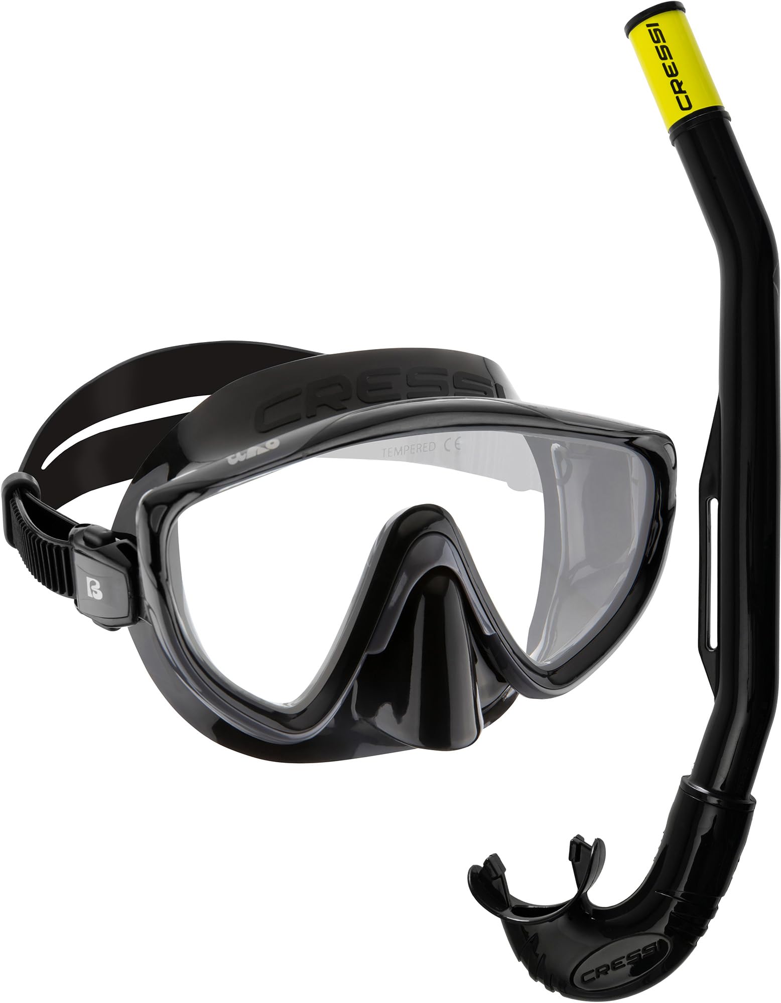 Cressi Tino & Island 2.0 Mask & Snorkel Kits, Black/Black