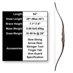 Deerseeker Outdoor Archery 54 Traditional Bow Hunting Longbow With Bamboo Core Limbs Handmade Recurve Bow Rh/Lh For Targeting Pr