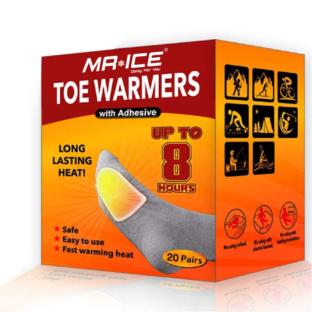 Mr.Ice Toe Warmers Heating Pad With Adhesive Backing - Boot Heat Packs - Long Lasting Safe Natural Odorless Air Activated Warmer