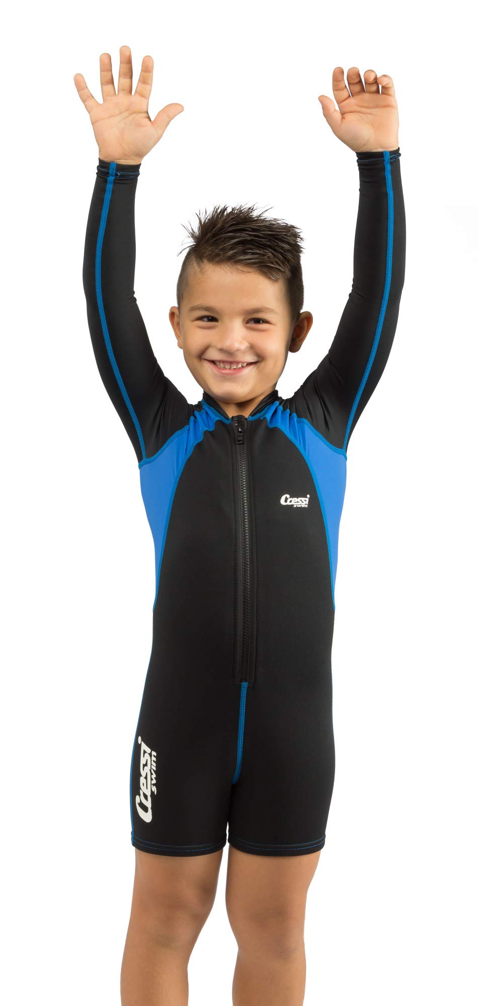 Cressi Girls Long Sleeves Swimwears, Black/Blue, Large Us