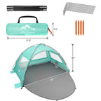 Oileus Beach Tent 2-3 Person Portable Sun Shade Shelter Uv Protection, Extended Floor Ventilating Mesh Roll Up Windows Carrying