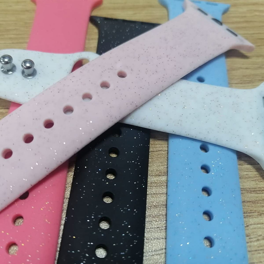 Libra Gemini 3 Pack Compatible With Apple Watch Band 49Mm 45Mm 44Mm 42Mm,Womens Sparkle Powder Soft Cute Silicone Sports Iwatch