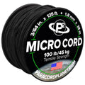 Paracord Planet Micro Paracord - Thin Braided Cord For Crafting, Fishing, And Diy Projects In 125 Ft Spools - Black