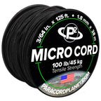 Paracord Planet Micro Paracord - Thin Braided Cord For Crafting, Fishing, And Diy Projects In 125 Ft Spools - Black