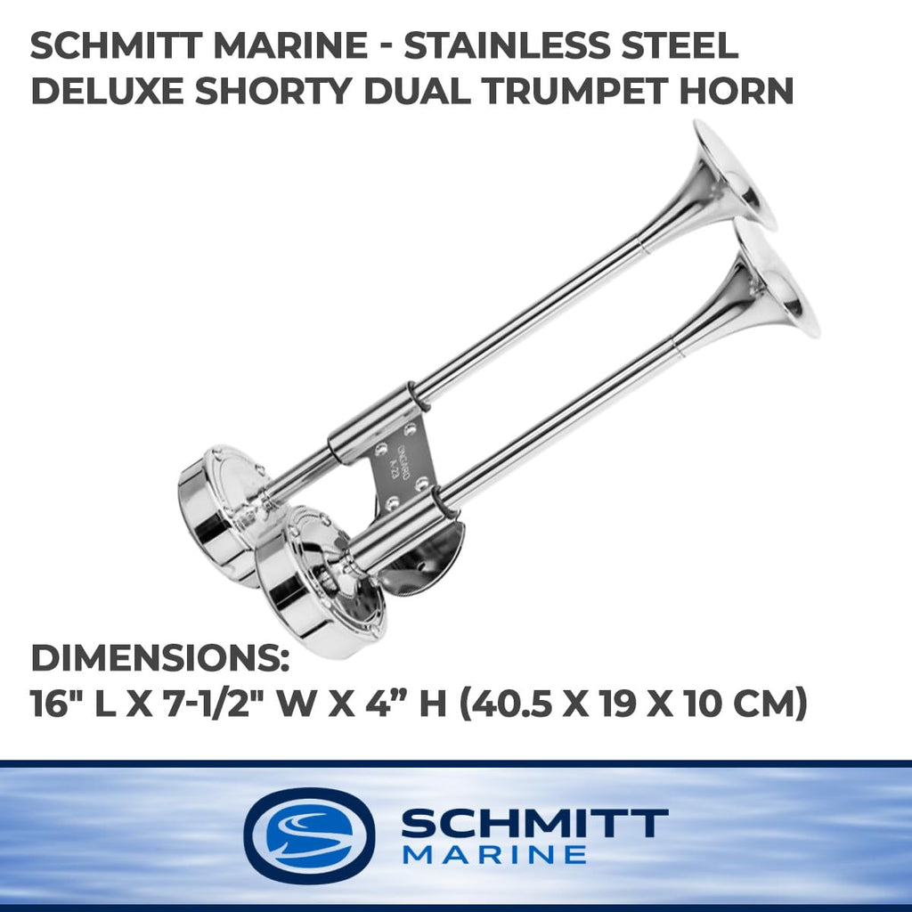 Ongaro Deluxe Ss Shorty Dual Trumpet Horn - 12V