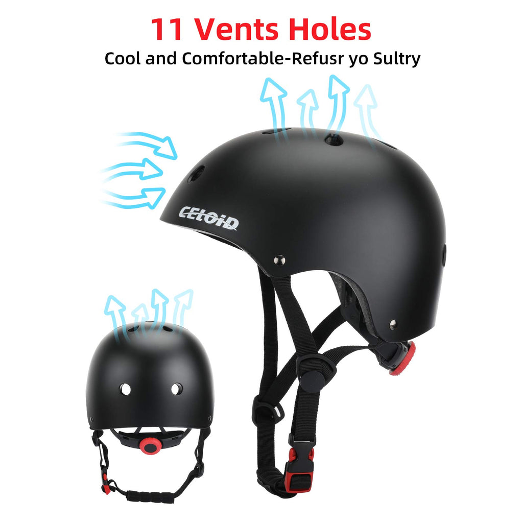 Celoid Kids Helmet Pad Set,Adjustable Kids Skateboard Bike Helmet Knee & Elbow Pads Wrist Guards 5-8 Years Kids Protective Gear
