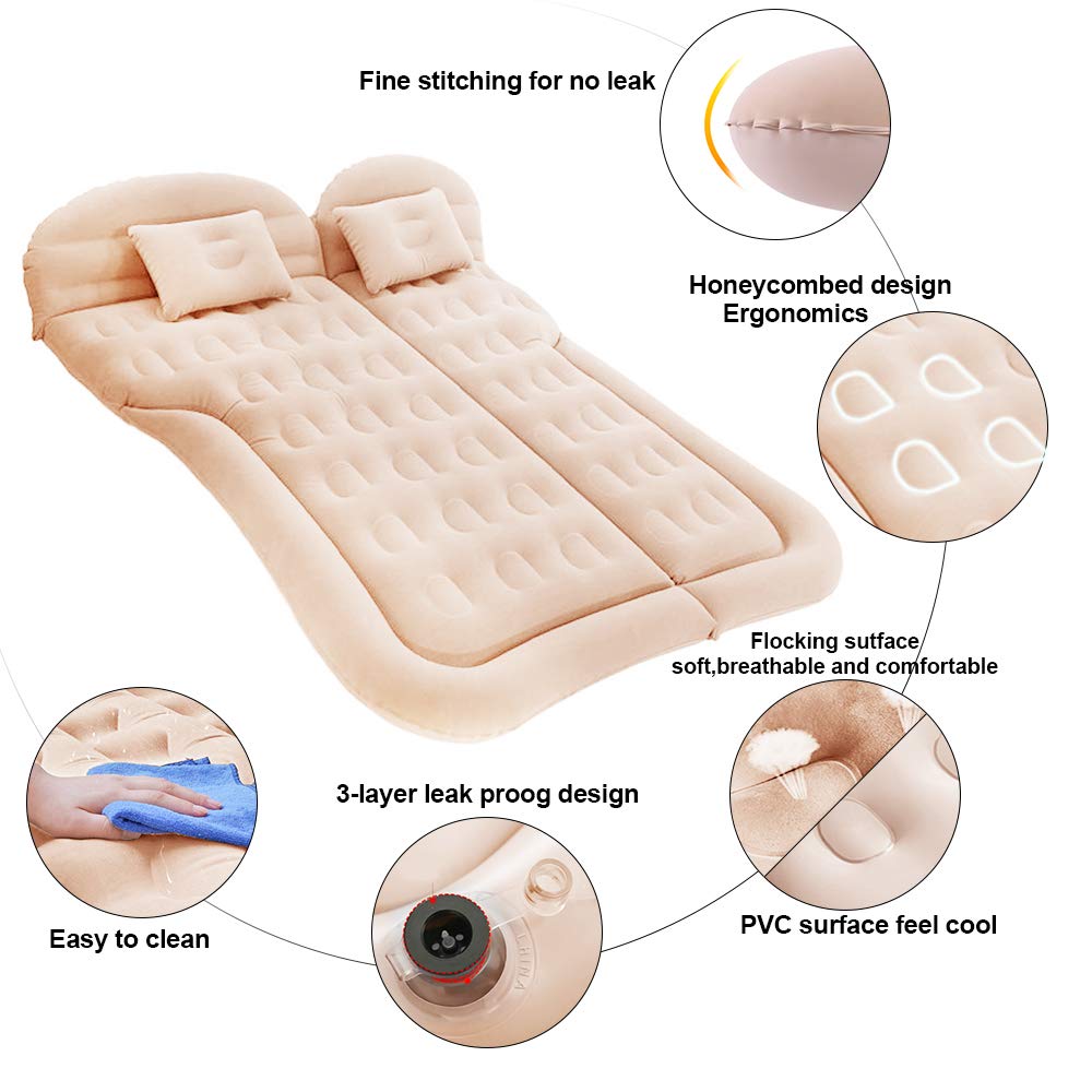 Saygogo Suv Air Mattress Camping Bed Cushion Pillow - Inflatable Thickened Car Air Bed Mattress With Air Pump Portable Sleeping