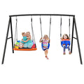 Hapfan 440lbs Swing Sets for Backyard with Toddler Swing, Belt Swing, Platform Swing, 3 Swing Swingset Metal Outdoor for Kids