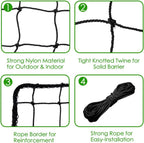 Wiseek 10'X30' Baseball Softball Backstop Nets, Heavy Duty Baseball Netting Ball Stop Netting #18 Nylon Sport Netting Barrier
