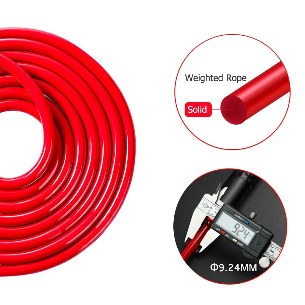 Redify Weighted Jump Rope For Workout Fitness(1Lb), Tangle-Free Ball Bearing Rapid Speed Skipping Rope For Mma Boxing Weight-Los