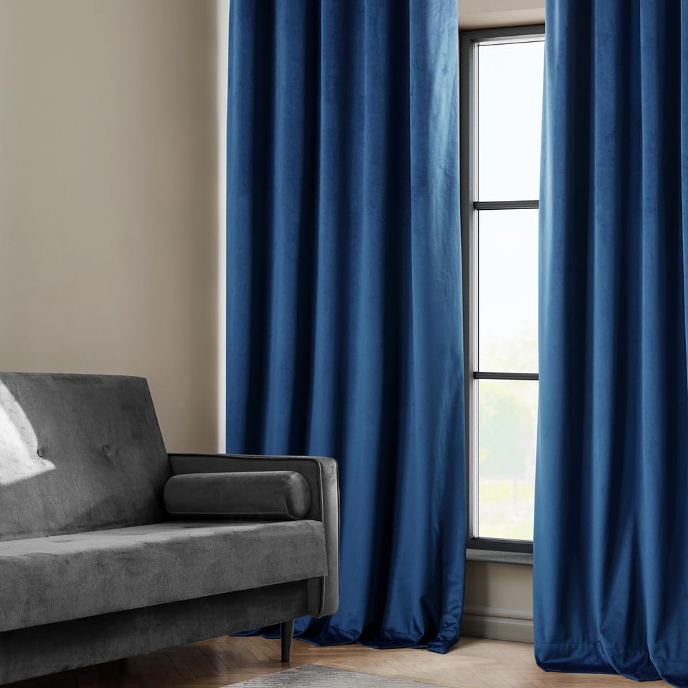 Hpd Half Price Drapes Heritage Plush Velvet Curtains For Bedroom  Living Room 50 X 84, Vpyc-198604-84 (1 Panel) Pisces Blue