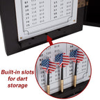 Gse Professional Solid Wood Classic Dartboard Cabinet With Sisal/Bristle Dartboard, Dart Scoreboard, And 6 Steel Tip Darts, Easy