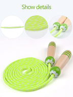 Lorvain Jump Rope For Kids, 2 Pcs Girls & Boys Skipping Ropes Wooden Handle Adjustable Cotton Braided Jumping Ropes, For Childre