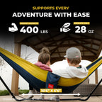 Grand Trunk Double Deluxe Parachute Nylon Hammock - 500Lb Capacity Camping Hammock, 10.5X6.5Ft, Lightweight & Durable (Cabo)
