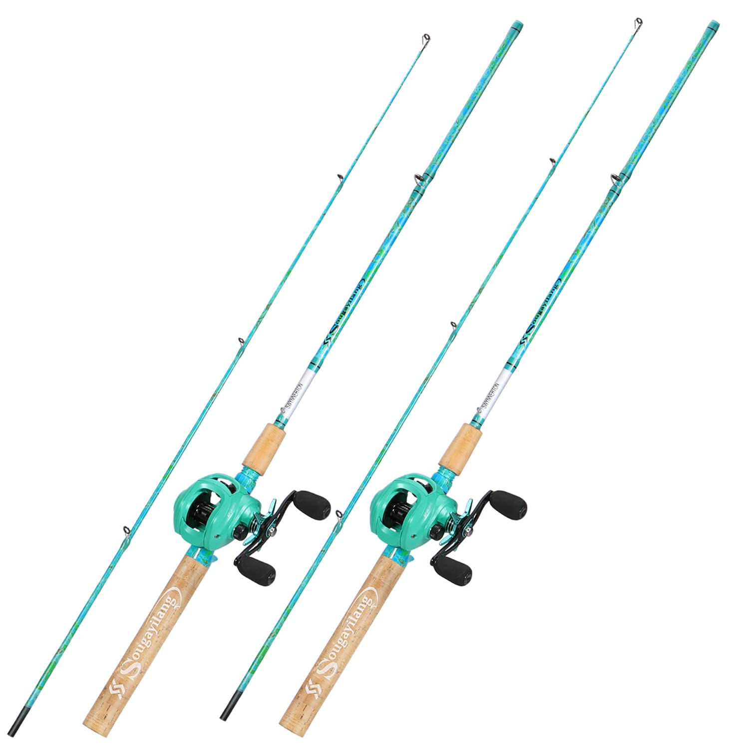 Sougayilang Baitcasting Fishing Rod Combo, 2-Piece 5-Foot 6-Inch Graphite & Fiberglass Rod, Durable and Strong, Quickset Anti-Re