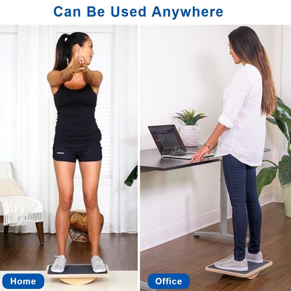 Strongtek Professional Wooden Balance Board, Rocker Board, Wood Standing Desk Accessory, Balancing Board For Under Desk, Anti Sl