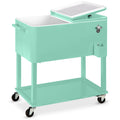 Best Choice Products 80-Quart Outdoor Steel Rolling Cooler Cart w/Ice Chest, Bottle Opener, Catch Tray, Drain Plug, Locking Whee