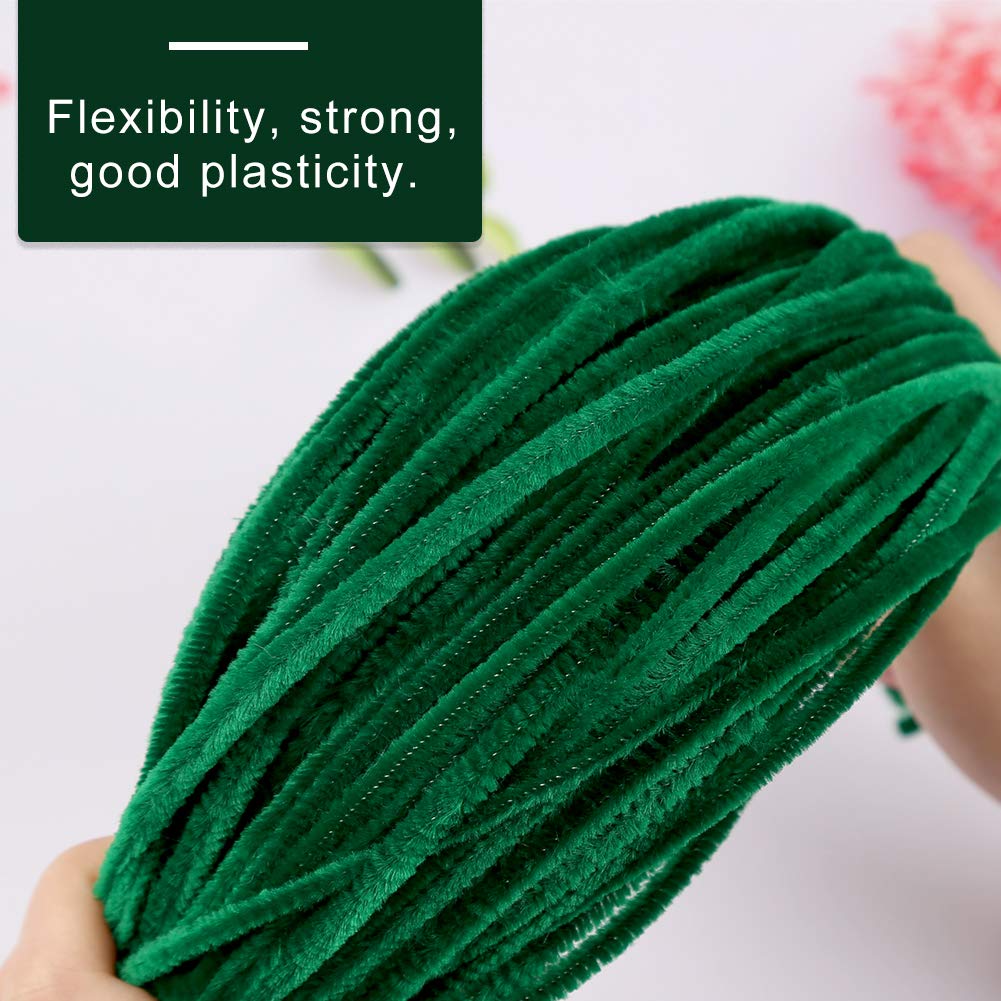 Zxiixz 100 Pcs Pipe Cleaners, Dark Green Chenille Stems Creative Craft Pipe Cleaners For St Patricks Day Christmas Crafts Decora