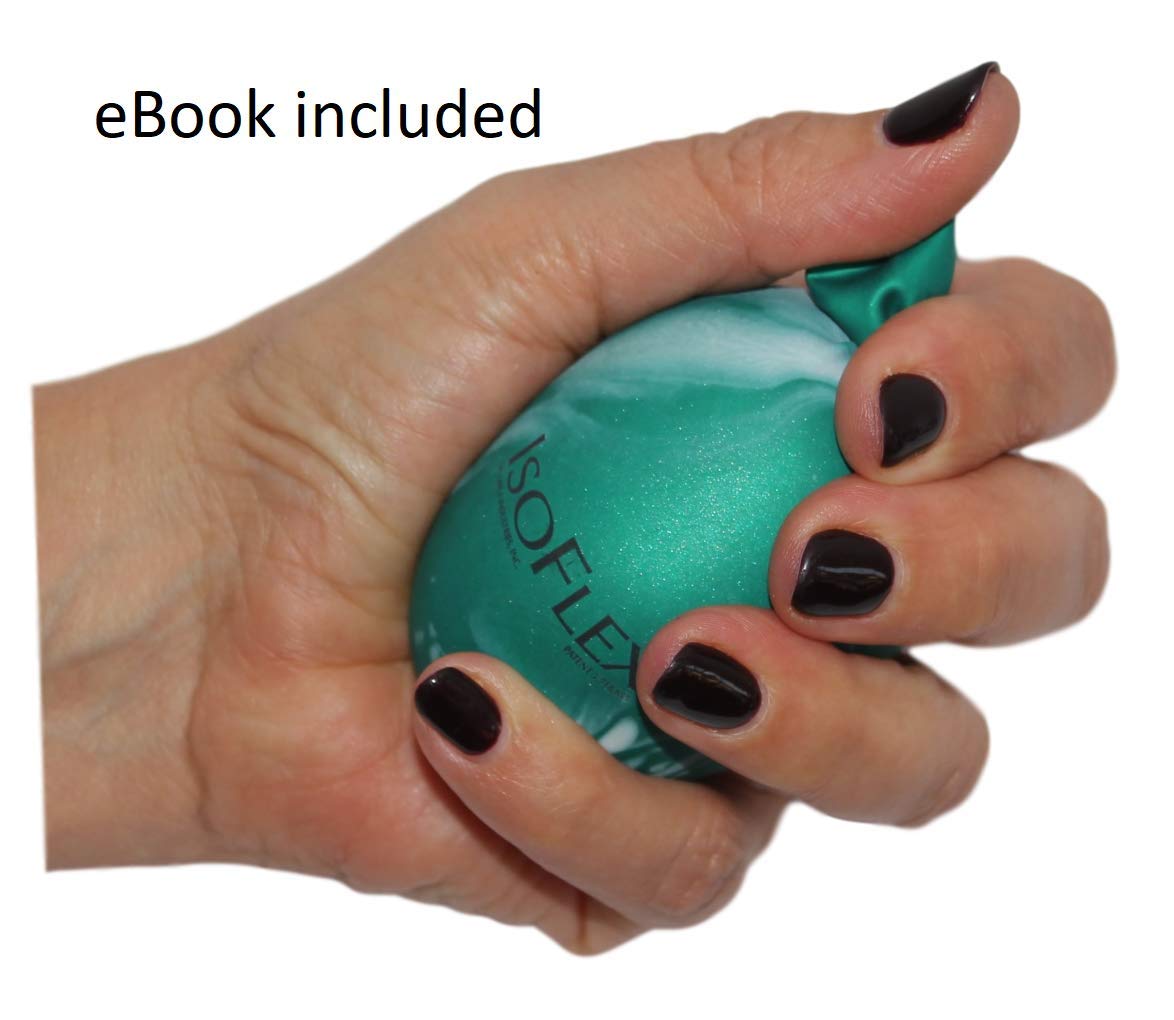 Isoflex Hand Therapy And Exercise Ball With An E-Book. 2 Pack - One Solid Color And One Marblized. Ideal For Stress Relief - Han