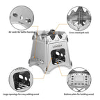 Lixada Camping Wood Stove Folding Lightweight Stainless Steel Wood Burning Backpacking Stove For Outdoor Cooking Picnic Hunting