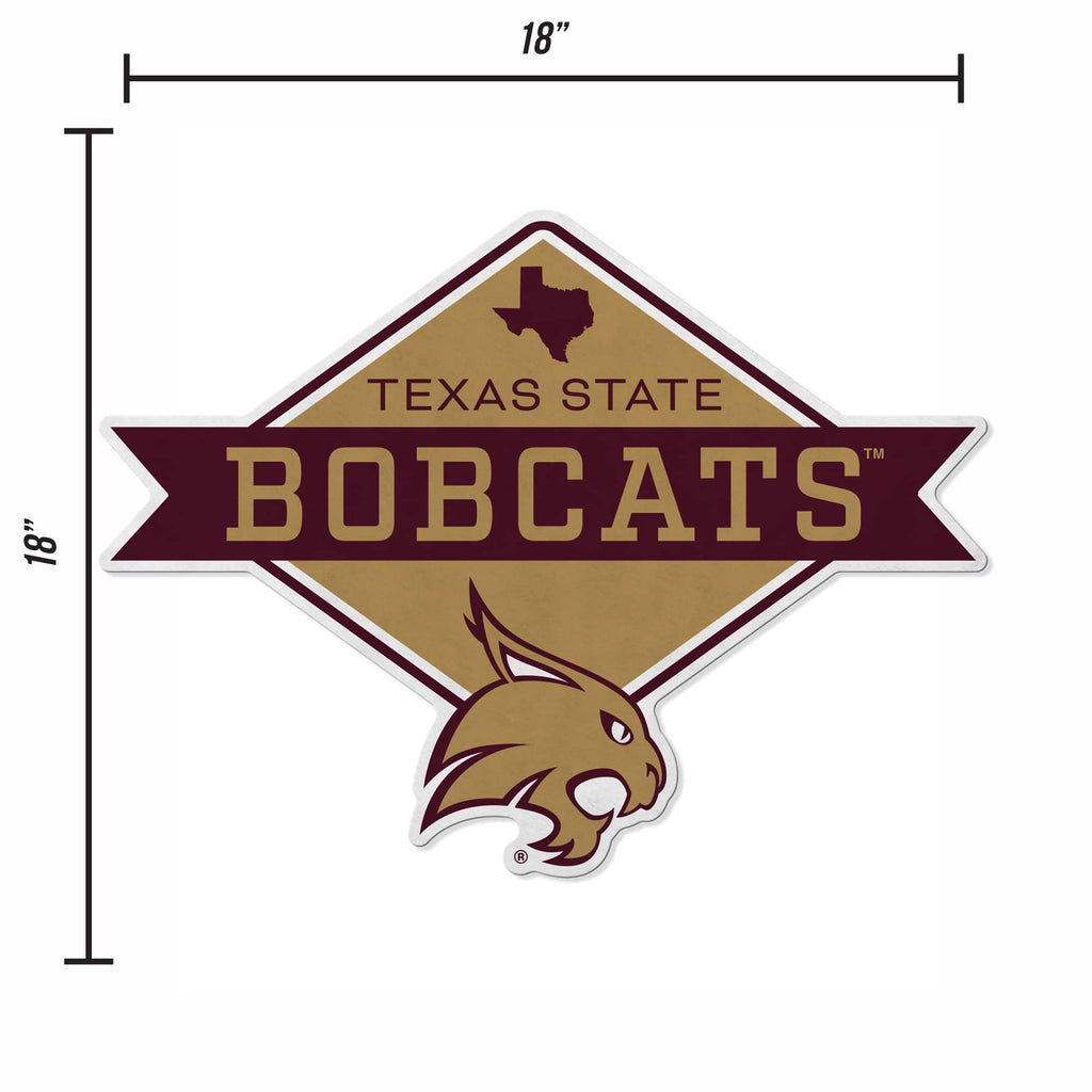 Rico Industries Ncaa Texas State Bobcats Diamond Shape Cut Pennant - Home And Living Room D  Cor - Soft Felt Ez To Hang,20.5 X 1
