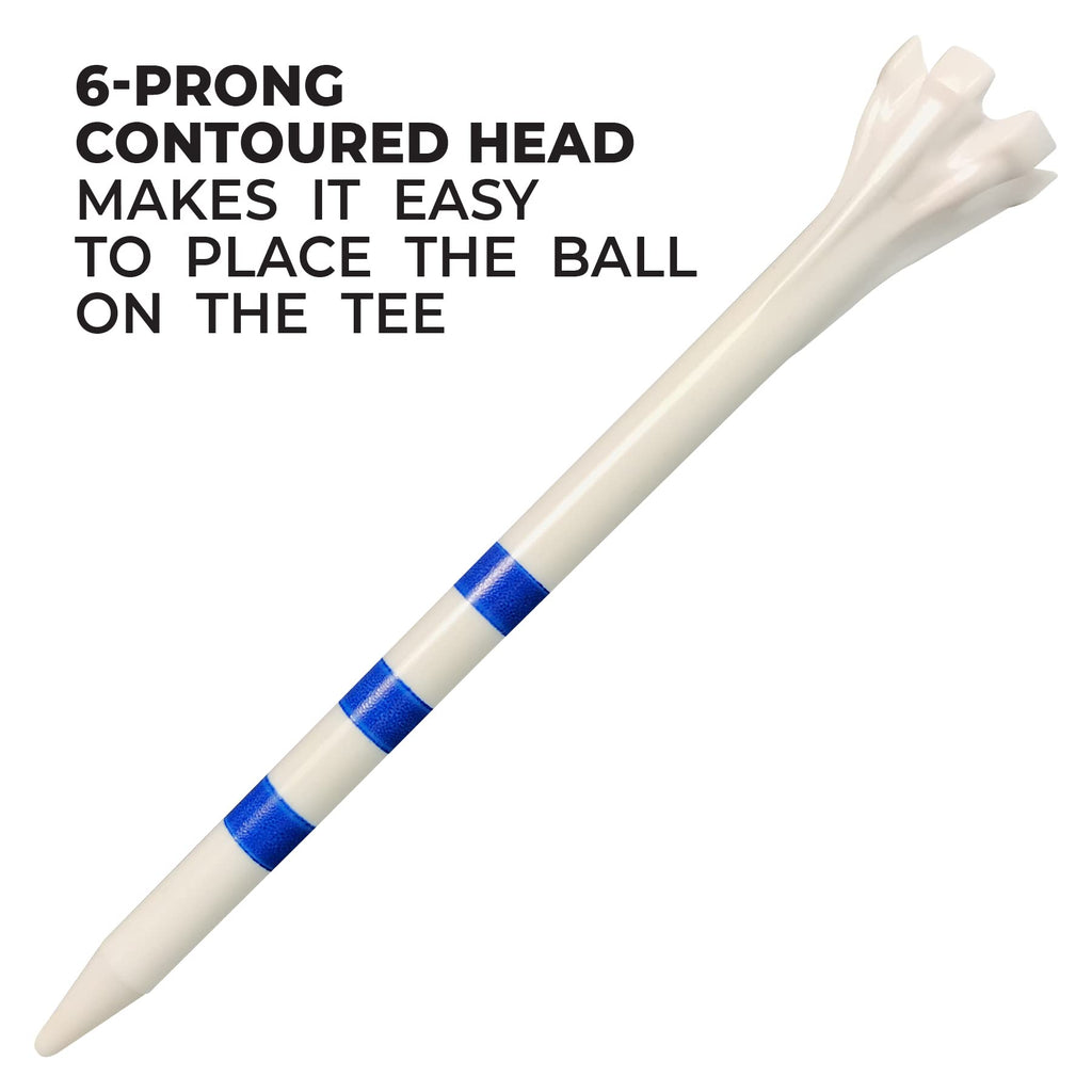 Champ 3-1/4'' My Hite Flytee White/Blue Stripe Golf Tee, 100 Count