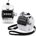Oligei 2 Pack Metal Hand Counter Four-Digit Counter With Nylon Lanyard Silver Counter Click Counter Handheld Click Counter Digit
