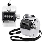 Oligei 2 Pack Metal Hand Counter Four-Digit Counter With Nylon Lanyard Silver Counter Click Counter Handheld Click Counter Digit