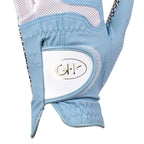 Gh Womens Leather Golf Gloves One Pair - Plain Both Hands (Blue, 20 (M))