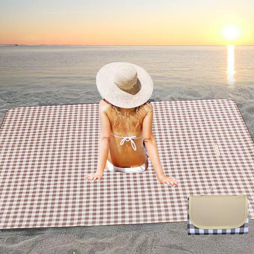 Pupopik Extra Large 80X80Inch Outdoor Picnic Blanket, Xl Foldable Waterproof Sand Beach Mat For Beach Camping Hiking Travel Fami