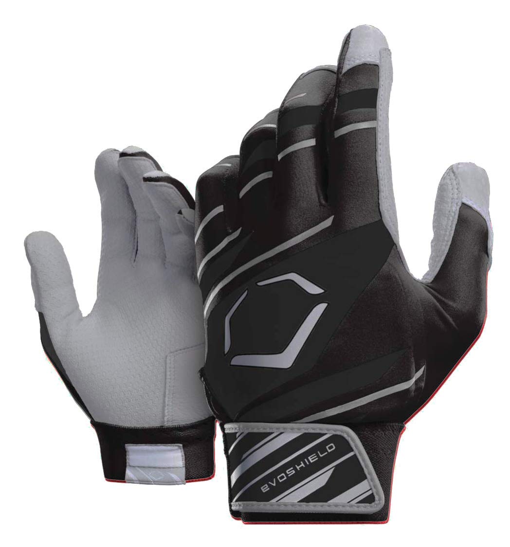 WILSON Sporting Goods Evoshield Youth Speed Stripe Batting Gloves, Black/Grey, Youth Large