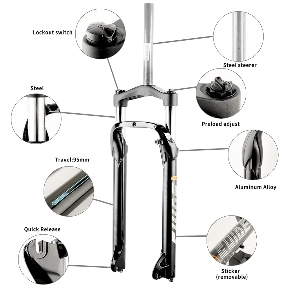 Syvrac Rst Mtb Mountain 26Inch Bike Snow Fork Fat Bicycle Fork Mechanical Forks Locking Suspension Forks Aluminum Alloy Fit 4.0'