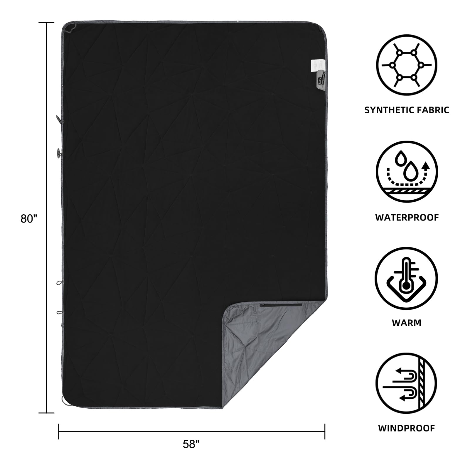 Kawagebo Kamp Outdoor Waterproof Blanket, Foldable Fleece Stadium Blanket For Outdoor Sports Event, Camping, Car, Pet, Picnics -