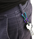 2 Pack Carabiner Clip Retractable Ring Set Titanium Keychain Quick Release Hooks For Men Women