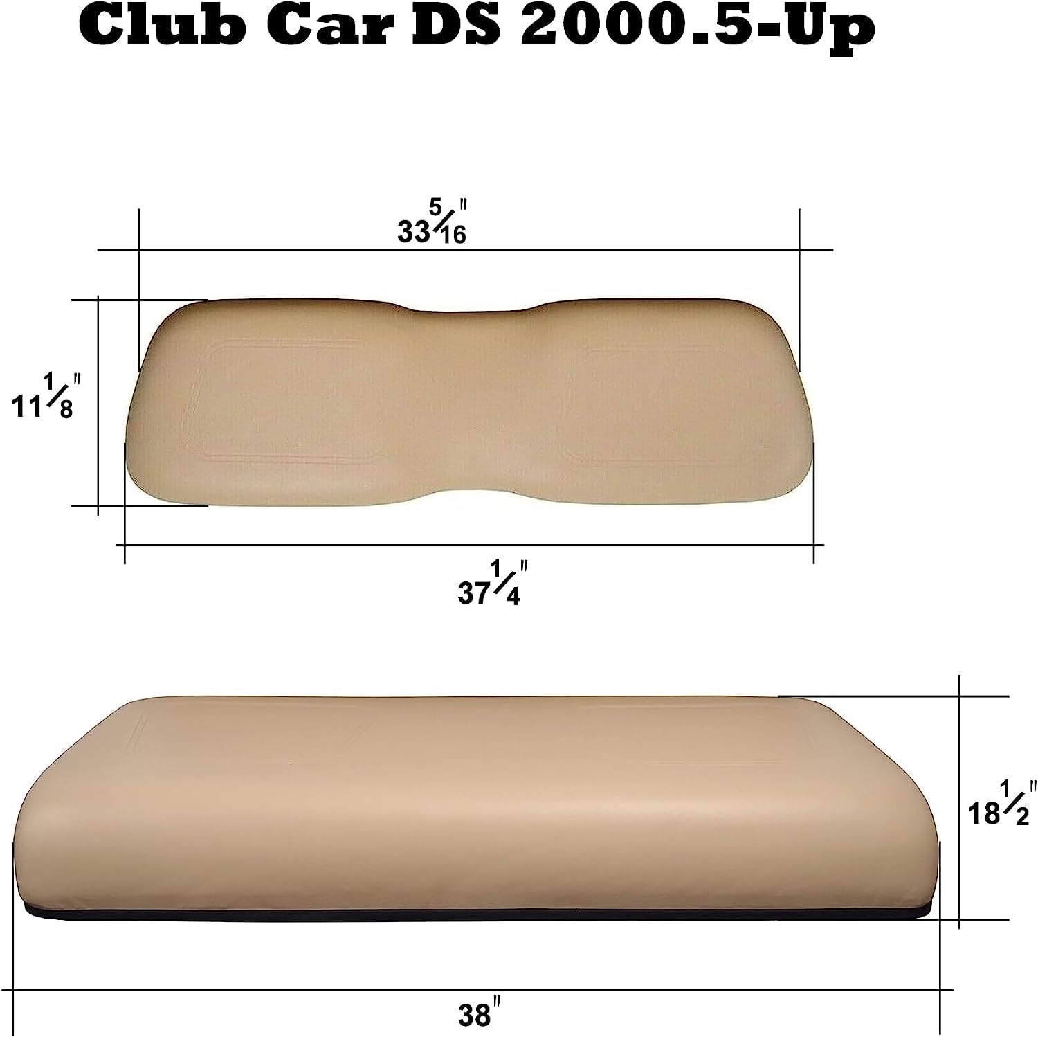 Huskey Parts Company 2Pcs Brown Golf Cart Seat Cover Diamond Stitching For Club Car Ds 2000.5-2013, Marine Grade Vinyl, Custom F