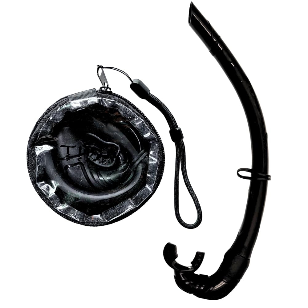 Pro Shot Tidal Roll-up Snorkel for Freediving, Scuba Diving, and Snorkeling Black (Black)