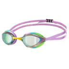 Arena Unisex Adults Python Racing Swim Goggles For Men And Women Anti-Fog Mirror Lens Max Comfort Dual Strap, Green/Violet/Green