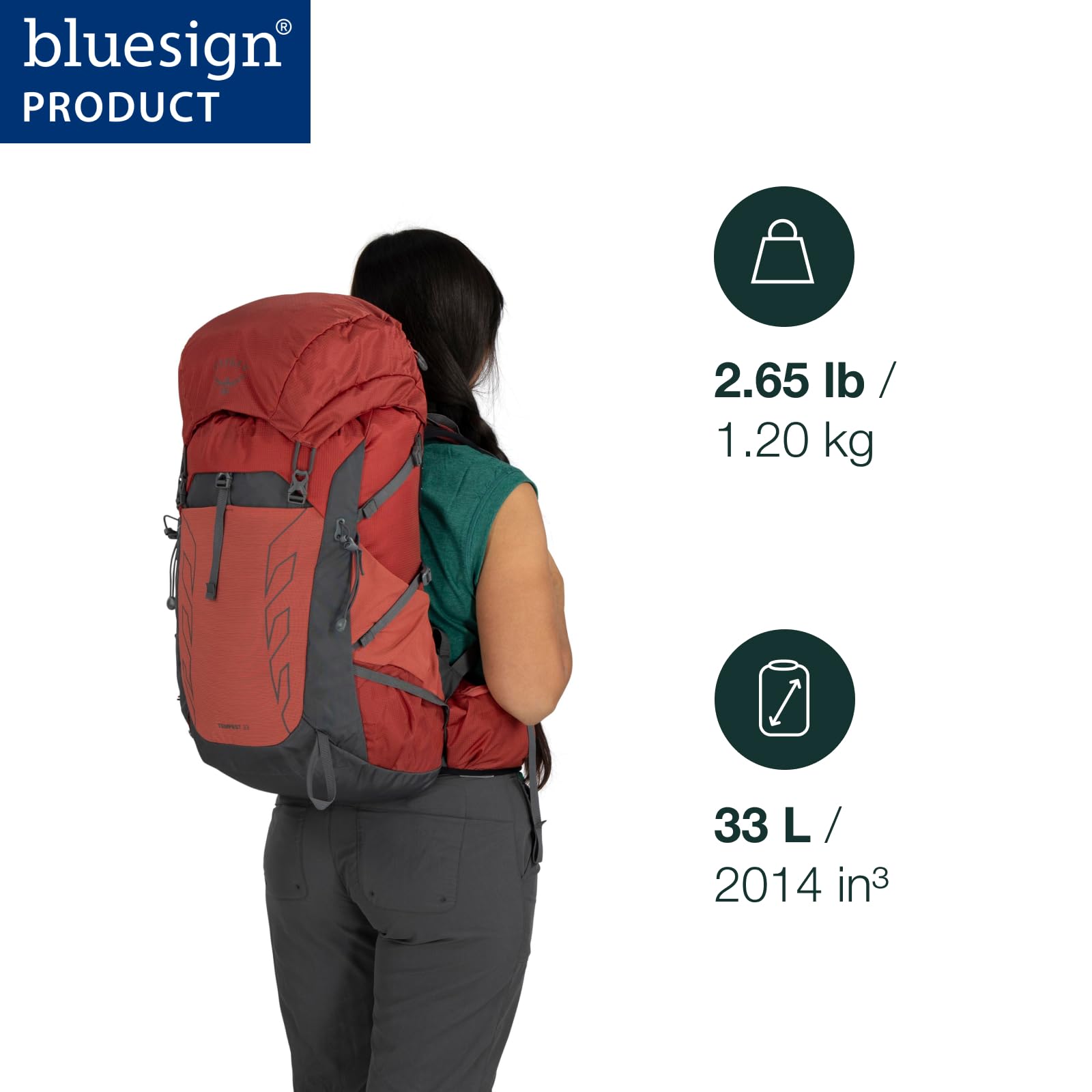 Osprey Tempest 33L Womens Lightweight Hiking Backpack - Daypack for Travel & Camping, Anchor Blue/Atlas