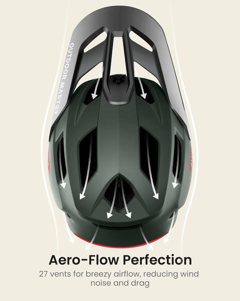 OutdoorMaster Full Face Mountain Bike Helmet for Men & Women-Two Removable Chin Pad Mountain Bike Helmet Grizzly, Ventilation Li