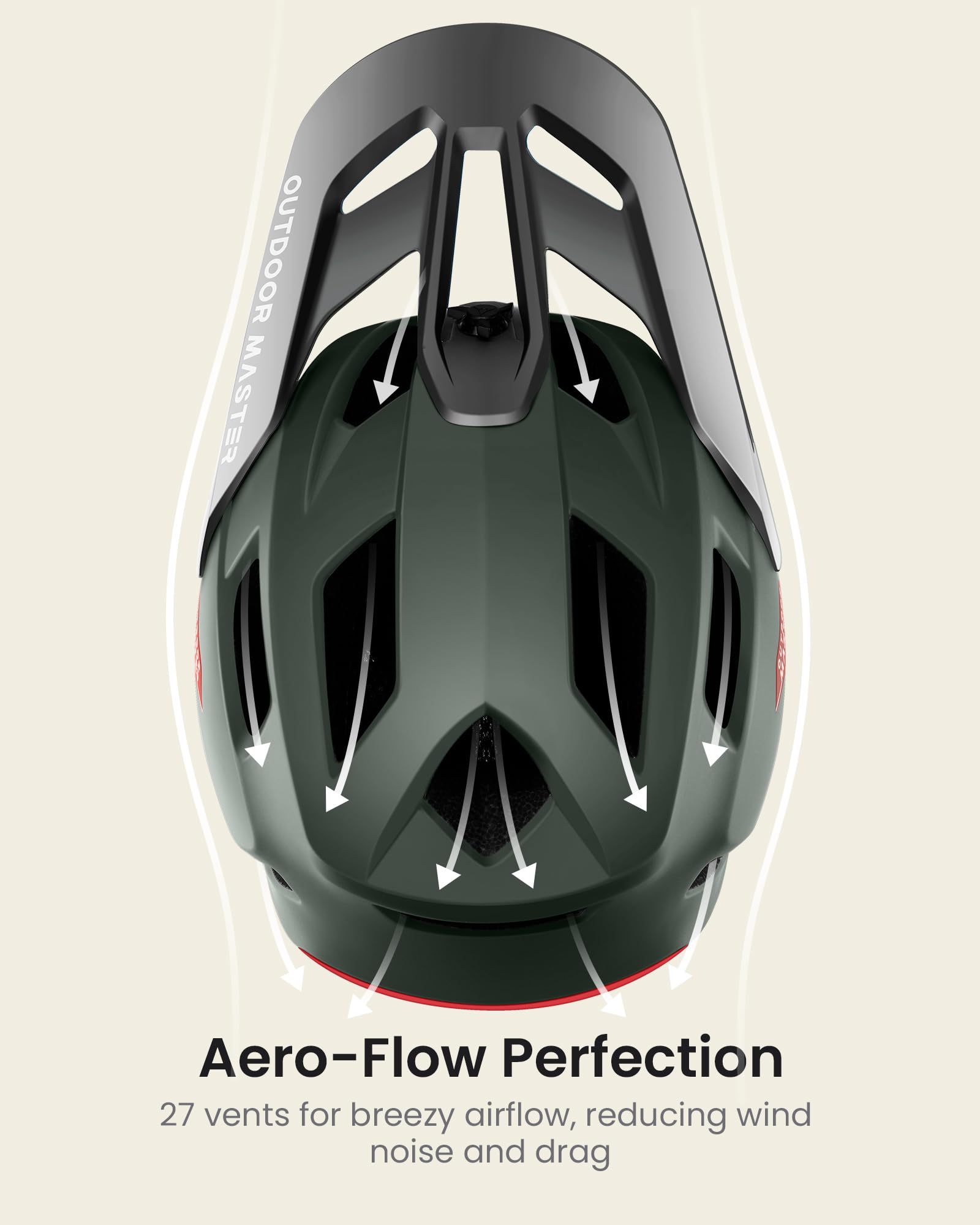 OutdoorMaster Full Face Mountain Bike Helmet for Men & Women-Two Removable Chin Pad Mountain Bike Helmet Grizzly, Ventilation Li