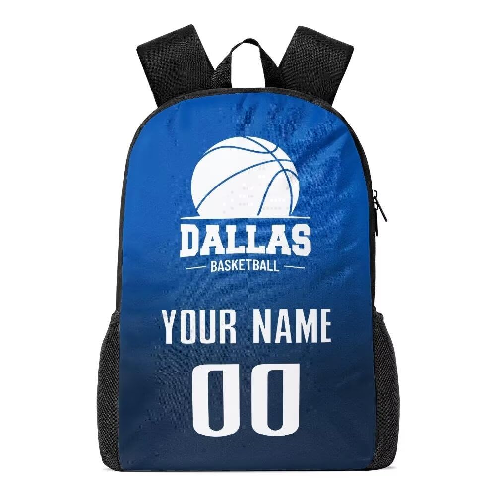Personalized Dallas Basketball Sports Backpack Custom City Fan Gift Shoulder Bag Add Name and Number Casual Bag