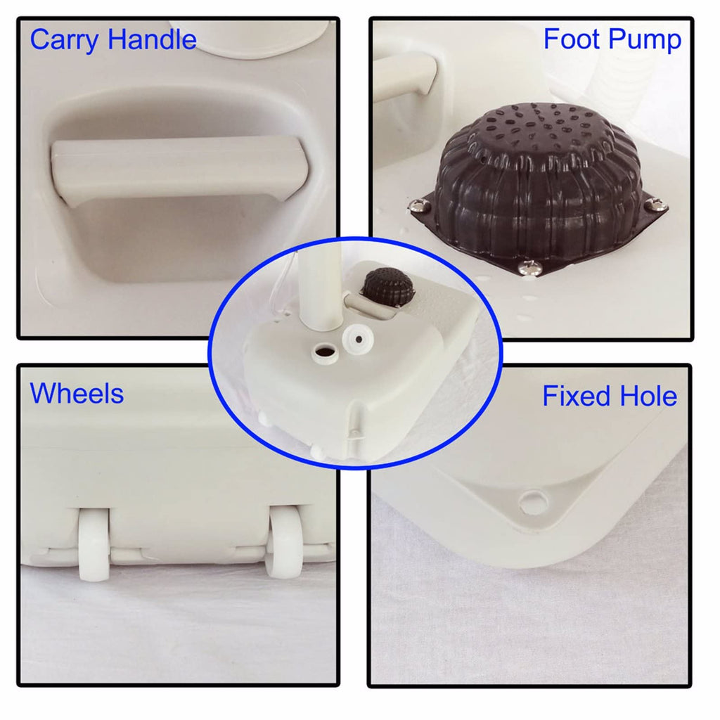 Outvita Portable Camping Sink W/ 19L Water Tank Rolling Wheels Towel Holder Soap Dispenser Faucet, Outdoor Foot Pump Washing Sta