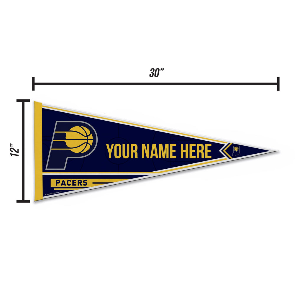 Rico Industries Nba Basketball Indiana Pacers Personalized - Custom 12'' X 30'' Soft Felt Pennant - Ez To Hang